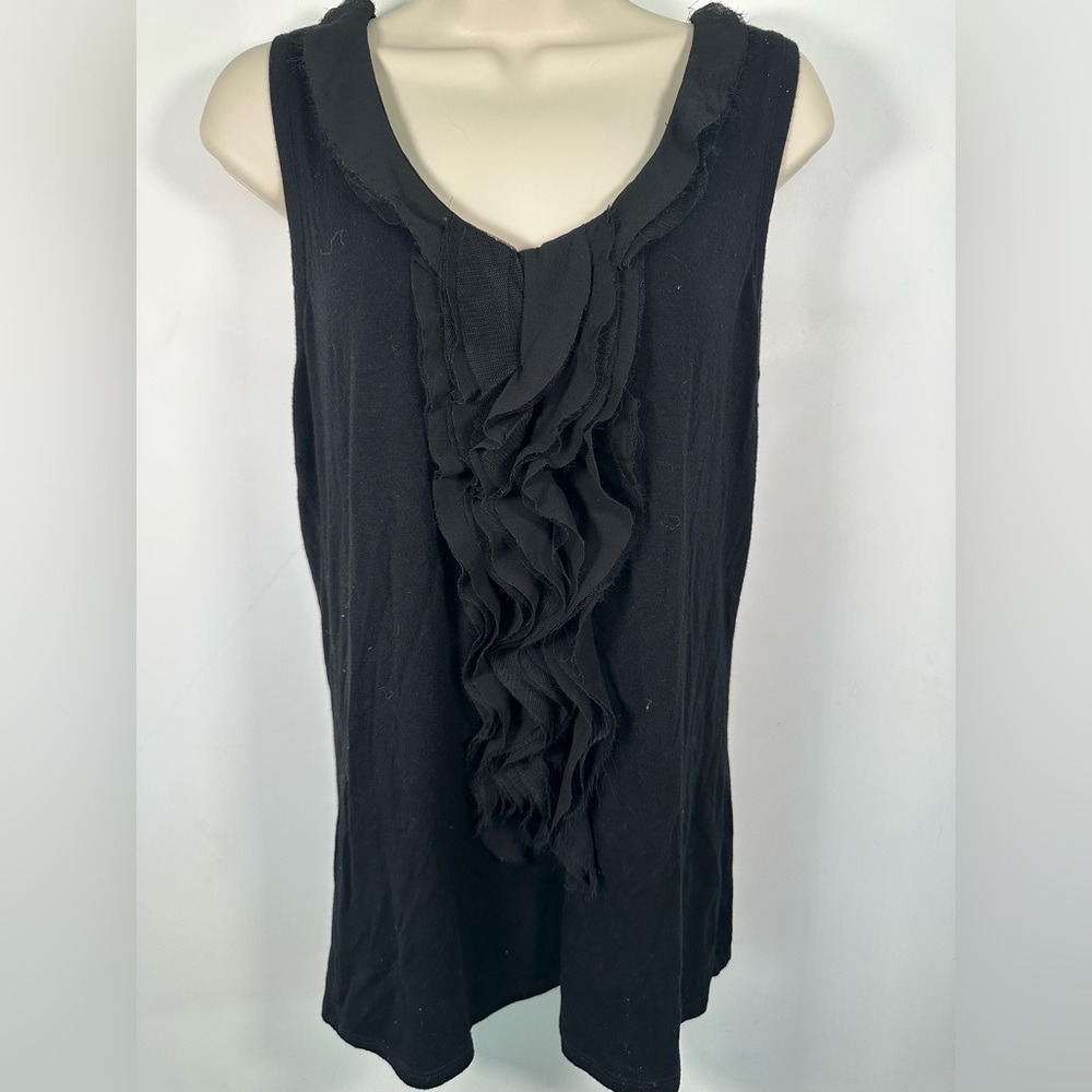 Grace women’s black ruffle front top size large
